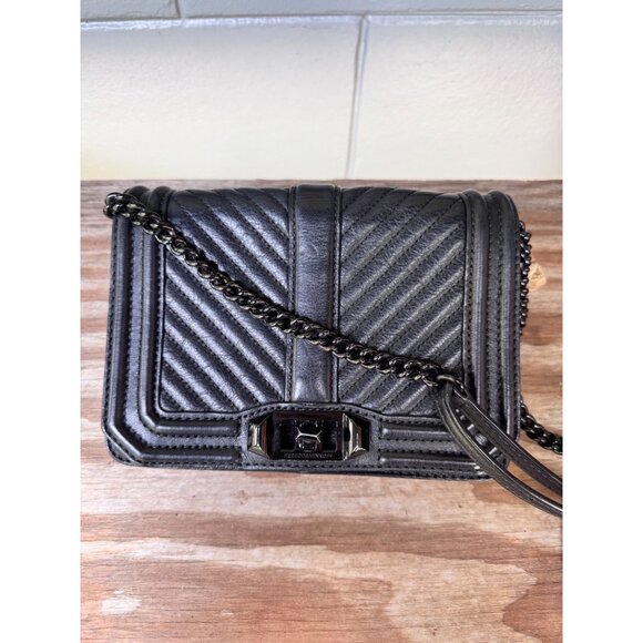 Rebecca Minkoff Handbags - Rebecca Minkoff Black Quilted Leather Chain Strap Crossbody Bag